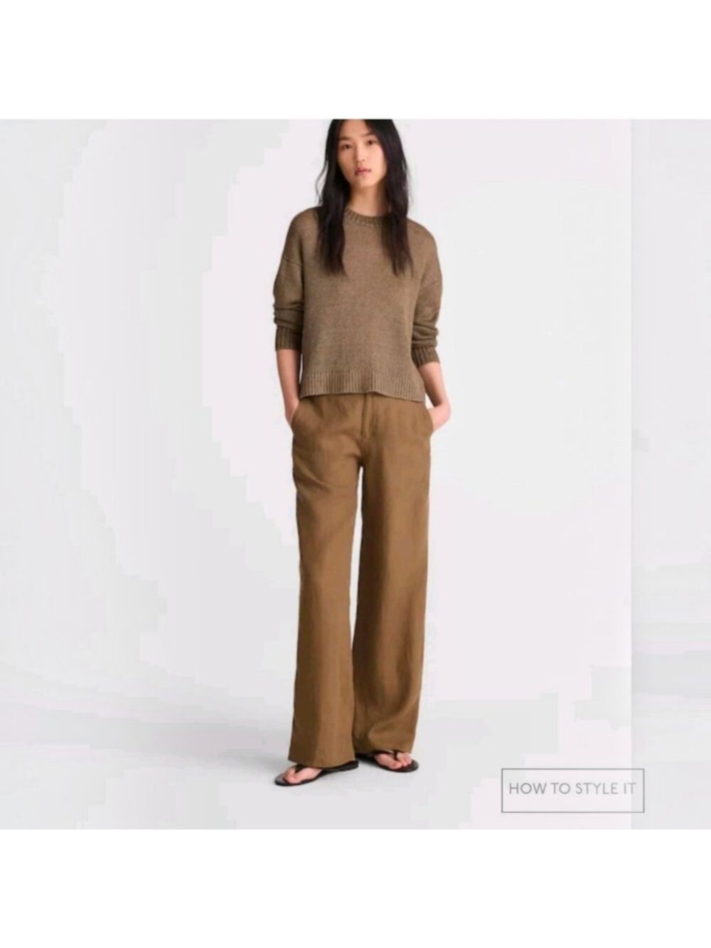 Madewell The Zoe Womens 4 Short Relaxed Straight Linen Pants Safari Khaki NZ679